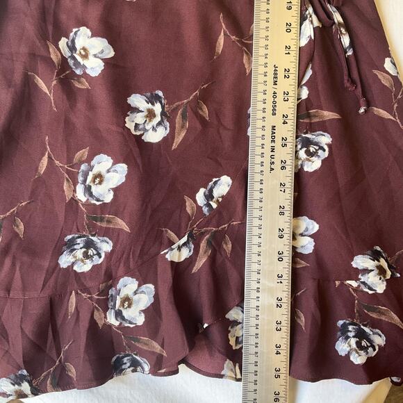 Xhilaration Women Dress L Plum Floral Wrap Dress Ruffle Sleeveless - Picture 10 of 10